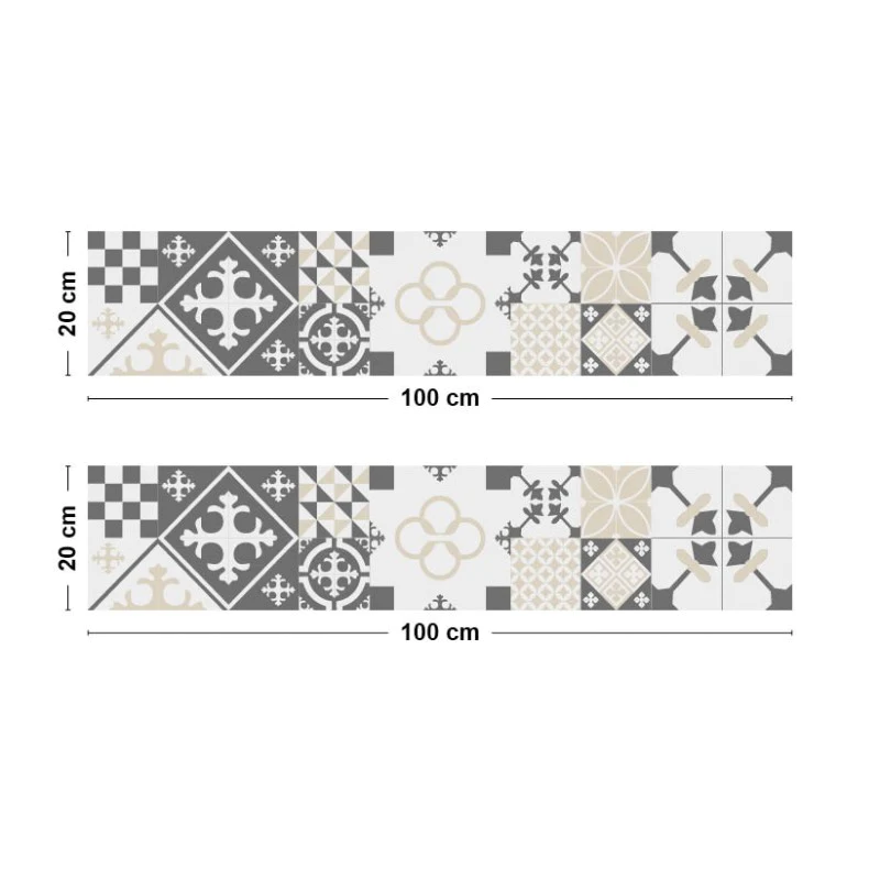 Crédence cuisine Bandeau ALU lot de 2 L100xH 20cm - CIMENT STYLE GRIS