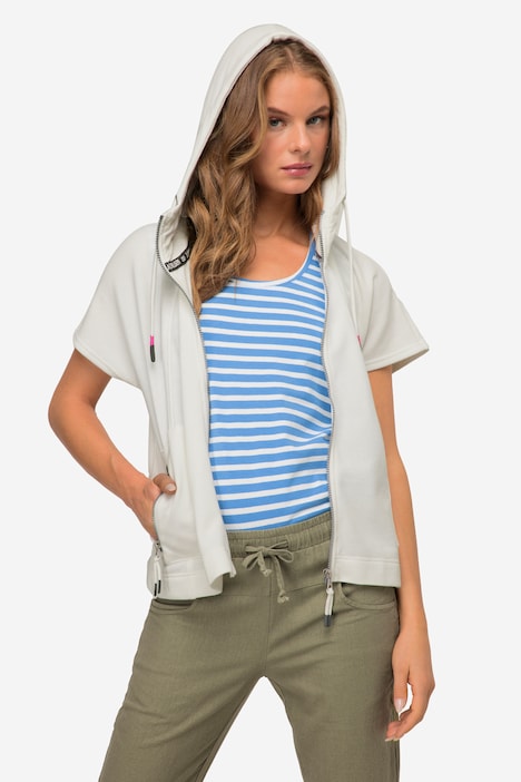 Kapuzen-Weste, oversized, Zipper, Zipptaschen