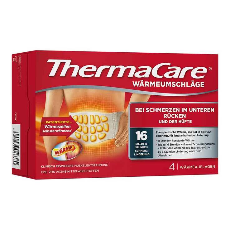 Thermacare Rückenumschläge S-XL zur Schmerzlinderung, 4 St