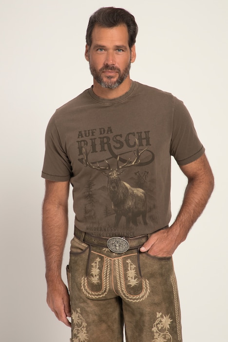 T-Shirt, Tracht, Halbarm, großer Print, Vintage Look, Brustprint, Rundhals
