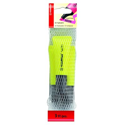 STABILO NEON - Filet 3 surligneurs - jaune