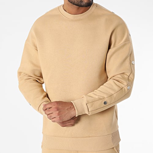 Ensemble Sweat Crewneck Et Pantalon Jogging LL716 Beige
