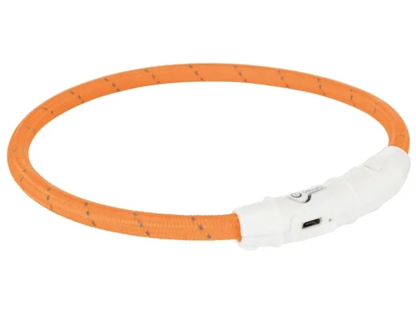 TRIXIE Halsbånd - LED - Nylon - Orange - M-L - 450 mm - Lyshalsbånd - 12704