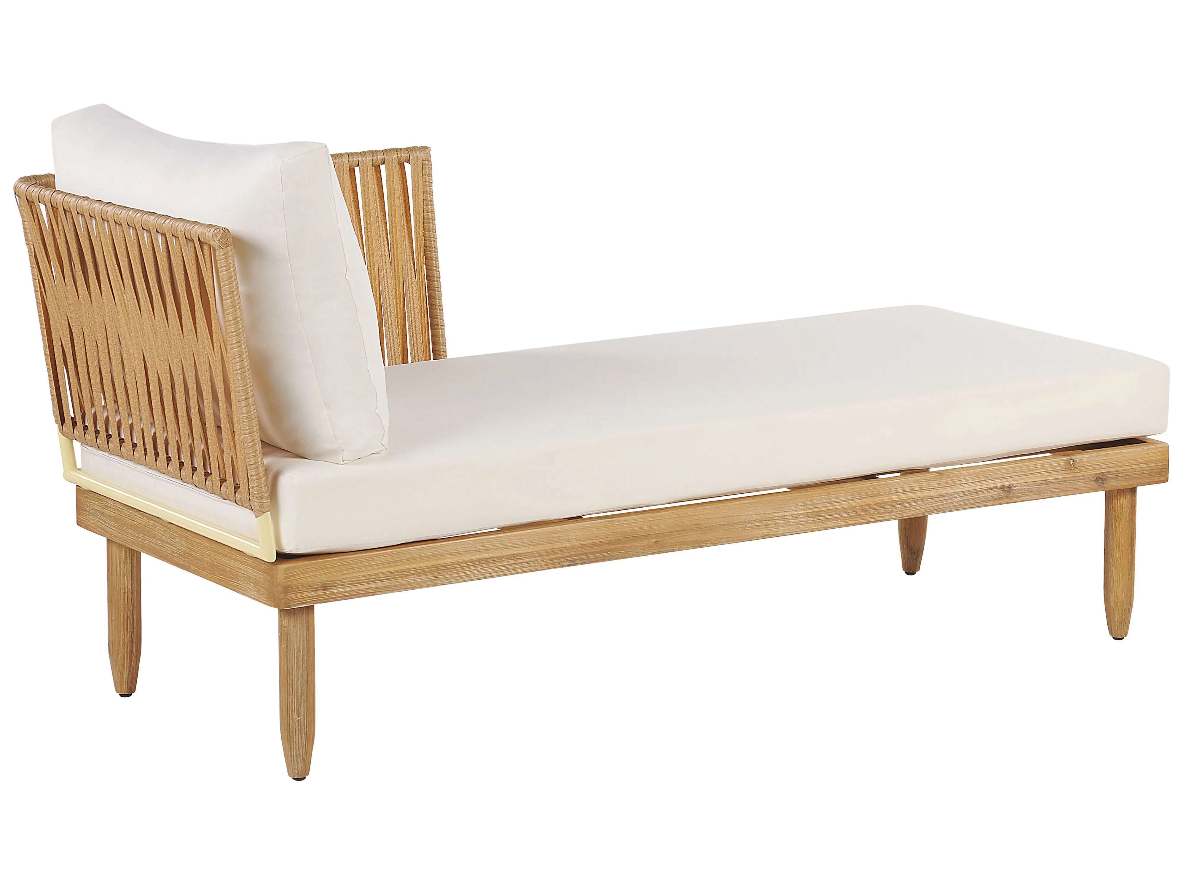 Loungeset met tafel 4-zits CREMONA linkszijdig Acaciahout Gebroken wit