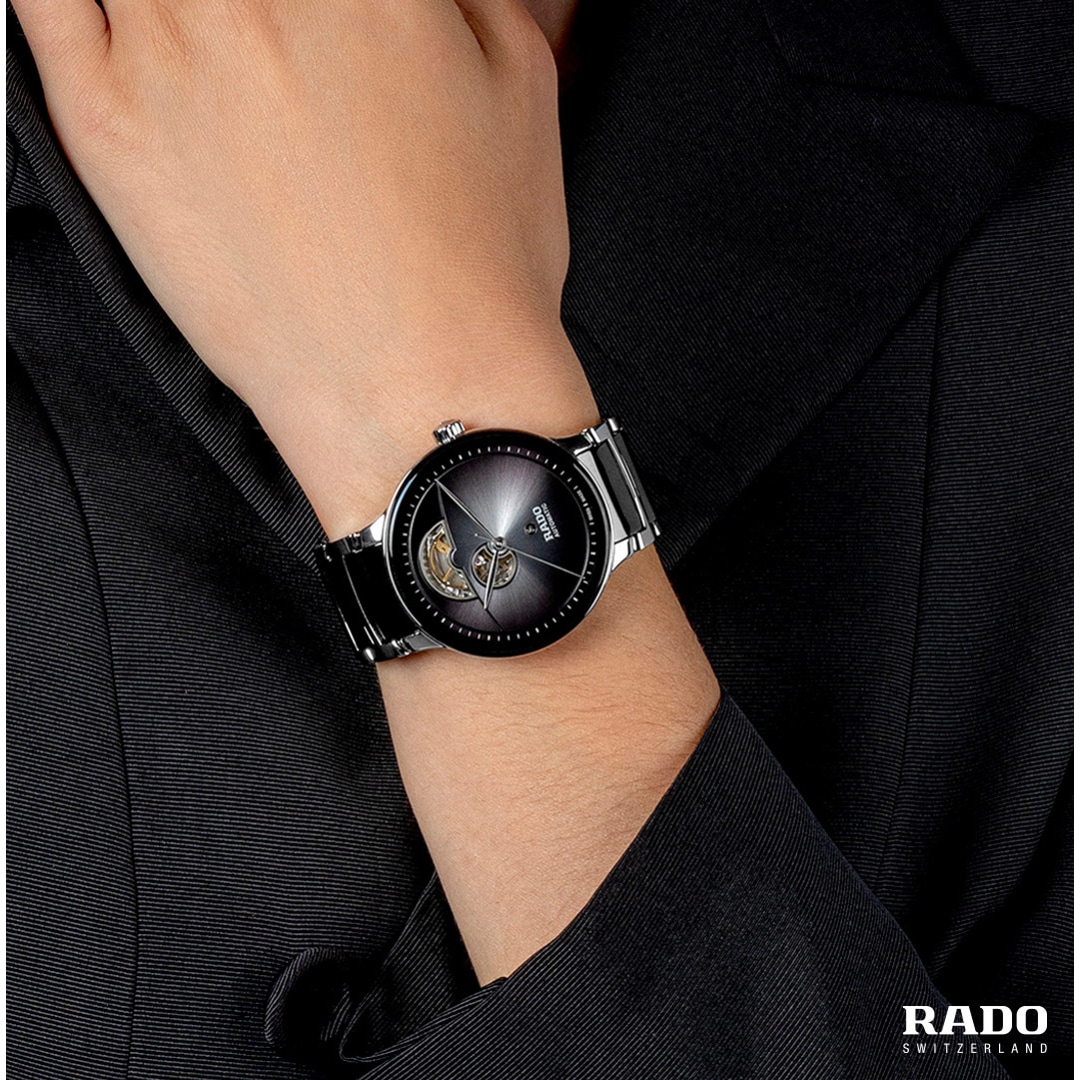 Rado Centrix L Automatik Open Heart Schwarz