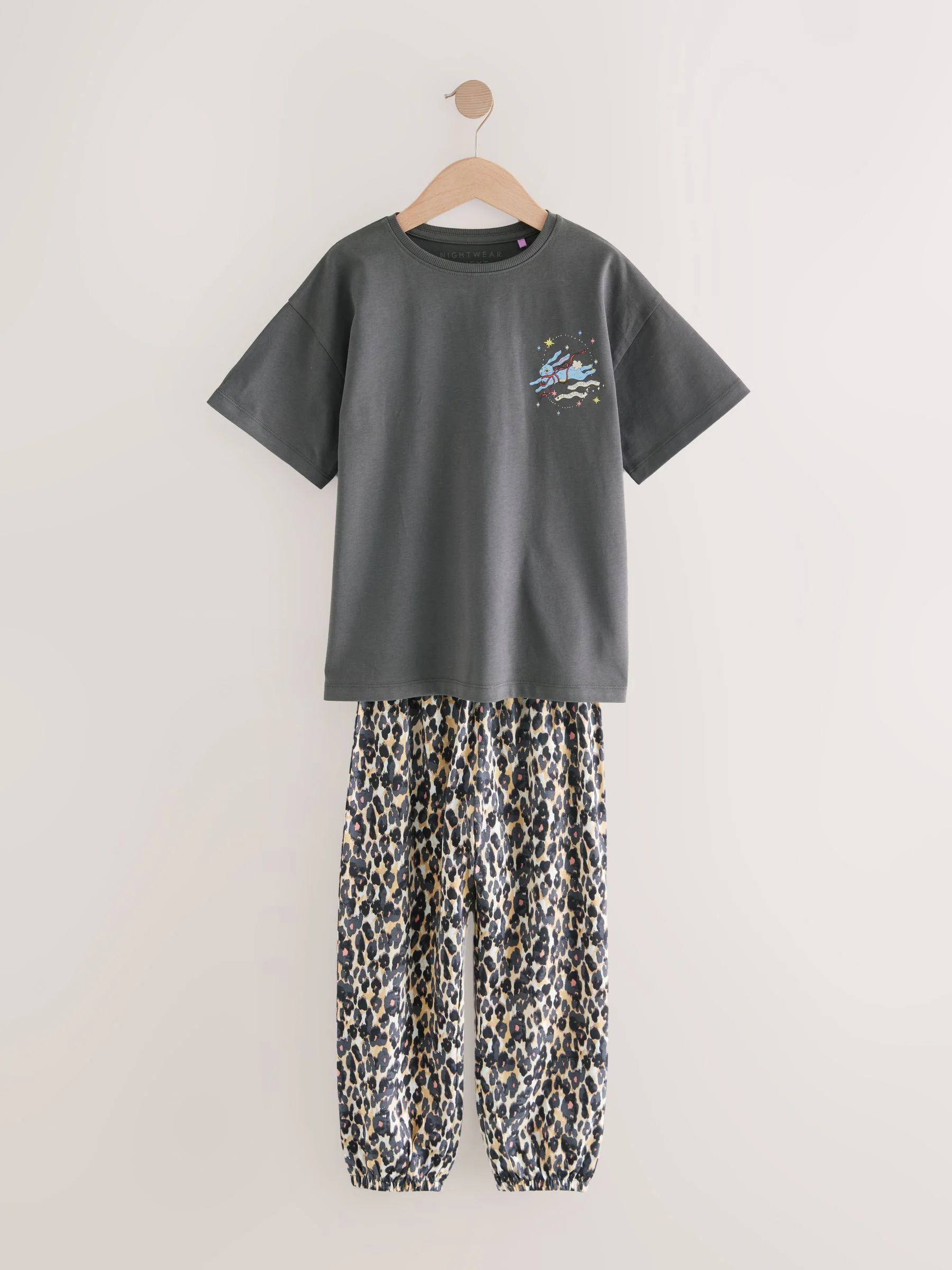 Charcoal Grey Cat Print - Verpakking van 2 pyjama's met joggingbroek (3 - 16 jr)
