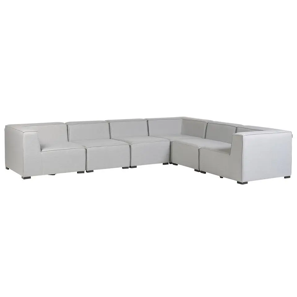 AREZZO - Loungeset voor 7 - Linkszijdig - Lichtgrijs - Polyester