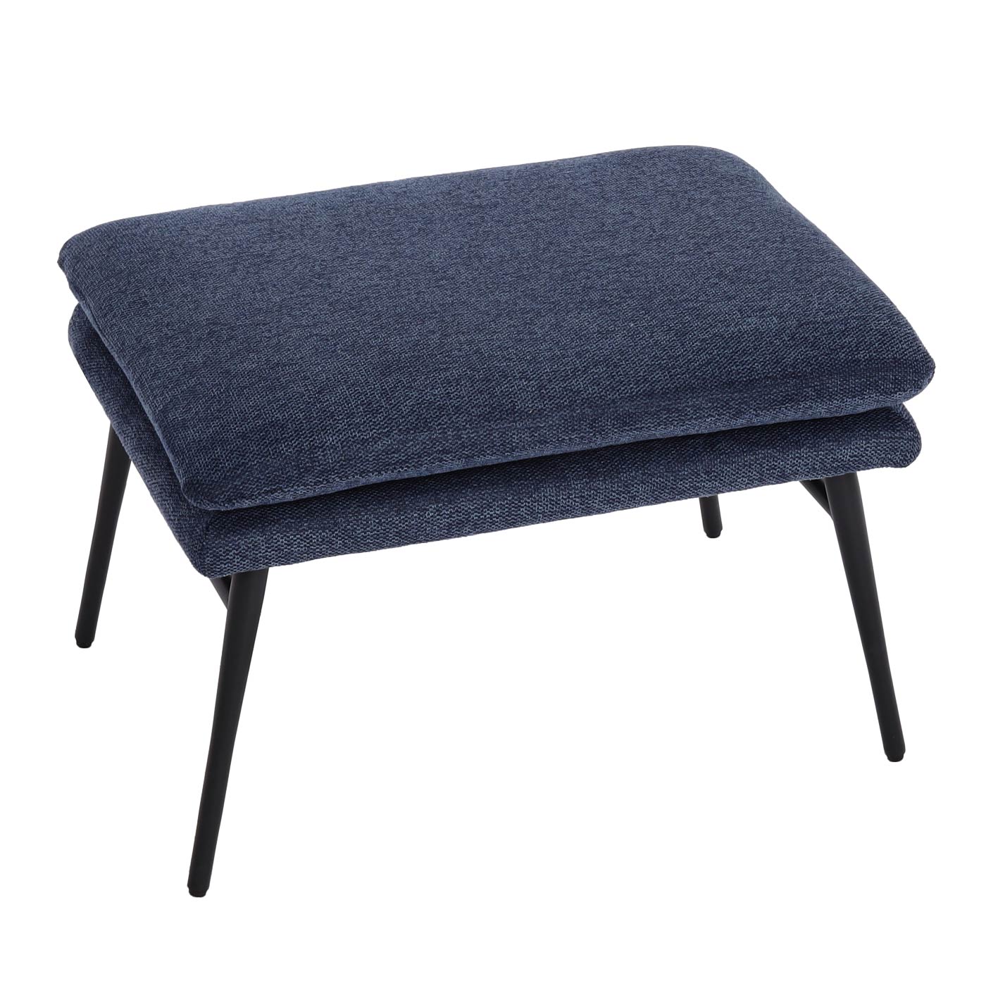 Lounge-Sessel mit Ottomane MCW-L62, Sessel Polstersessel Cocktailsessel Hocker, Stoff/Textil ~ blau