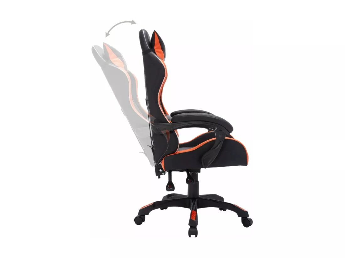 Fauteuil de jeux vidéo avec LED RVB Orange et noir Similicuir