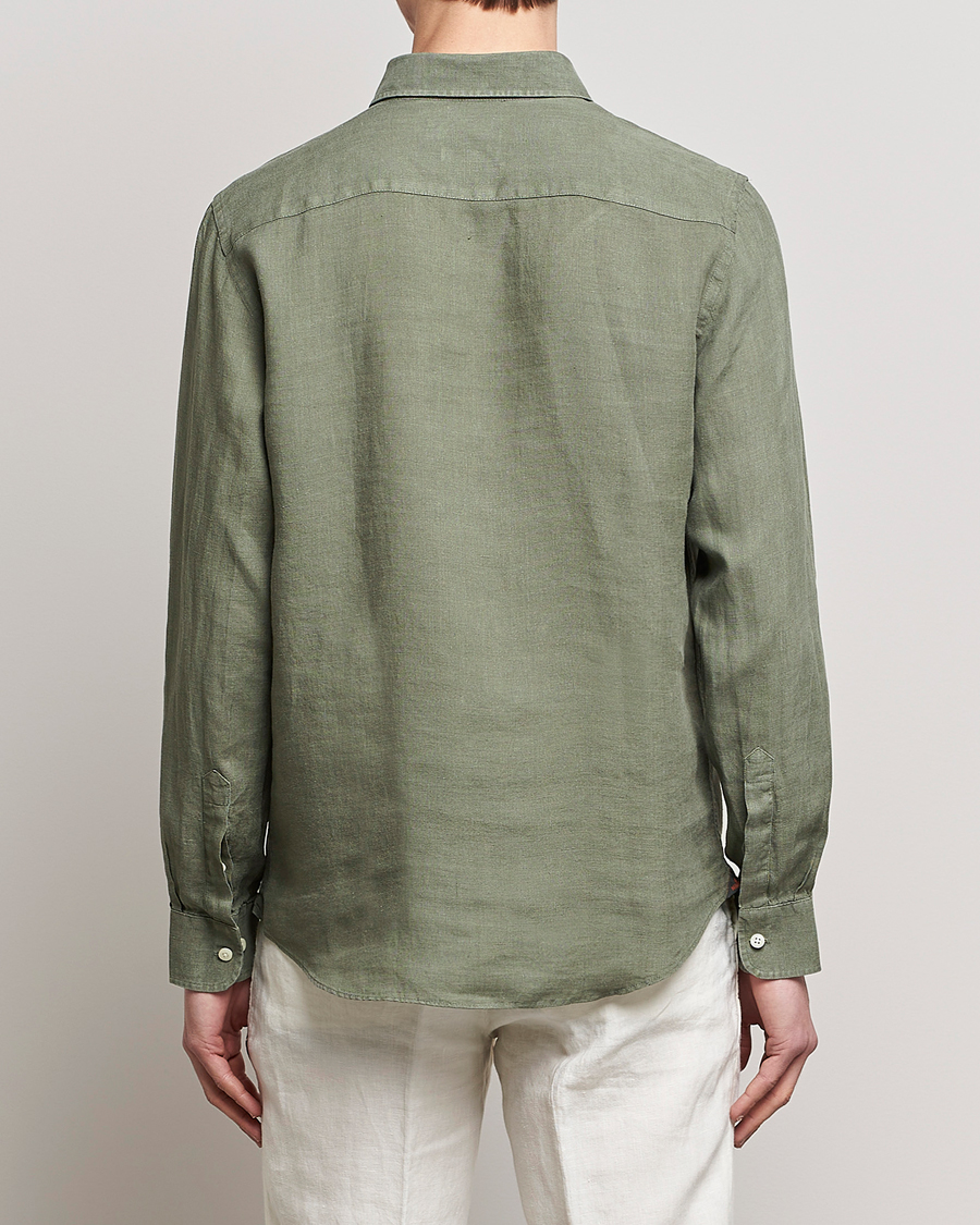 Morris Douglas Linen Button Down Shirt Olive