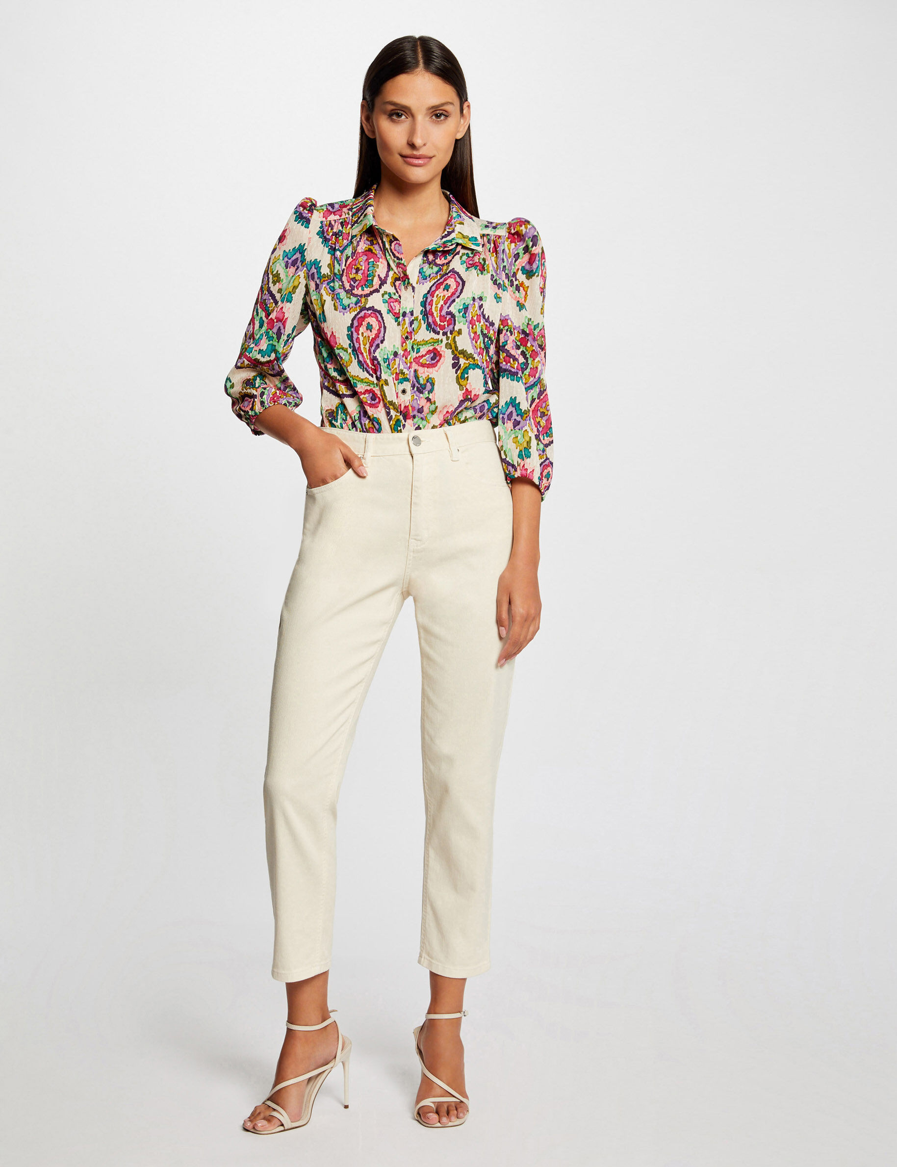 Chemise manches 3/4 imprimé cachemire multico femme - multico