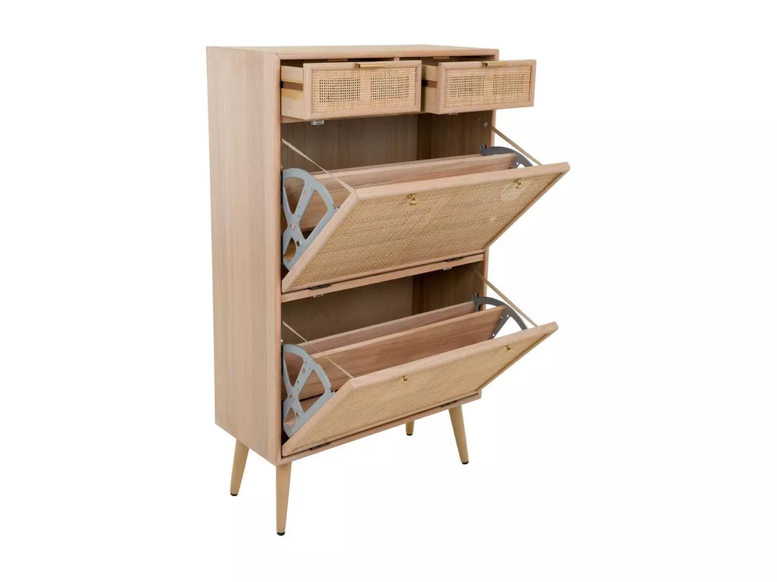 Meuble à chaussures en bois et grille marron 70x32x120h