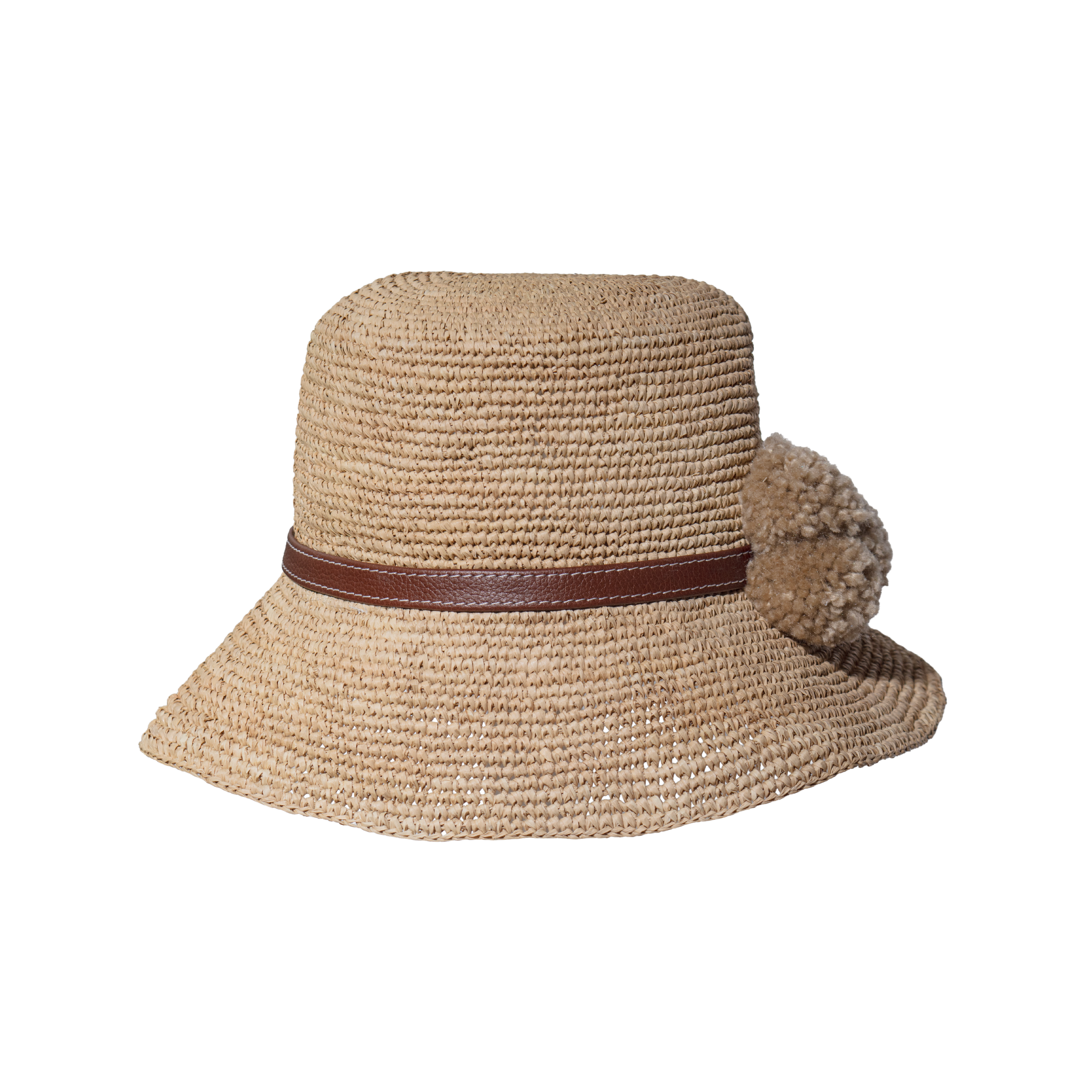 Chapeau en crochet avec pompon et abat-jour