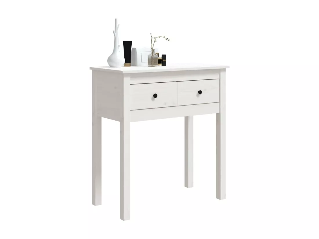 Table console Blanc 70x35x75 cm Bois massif de pin