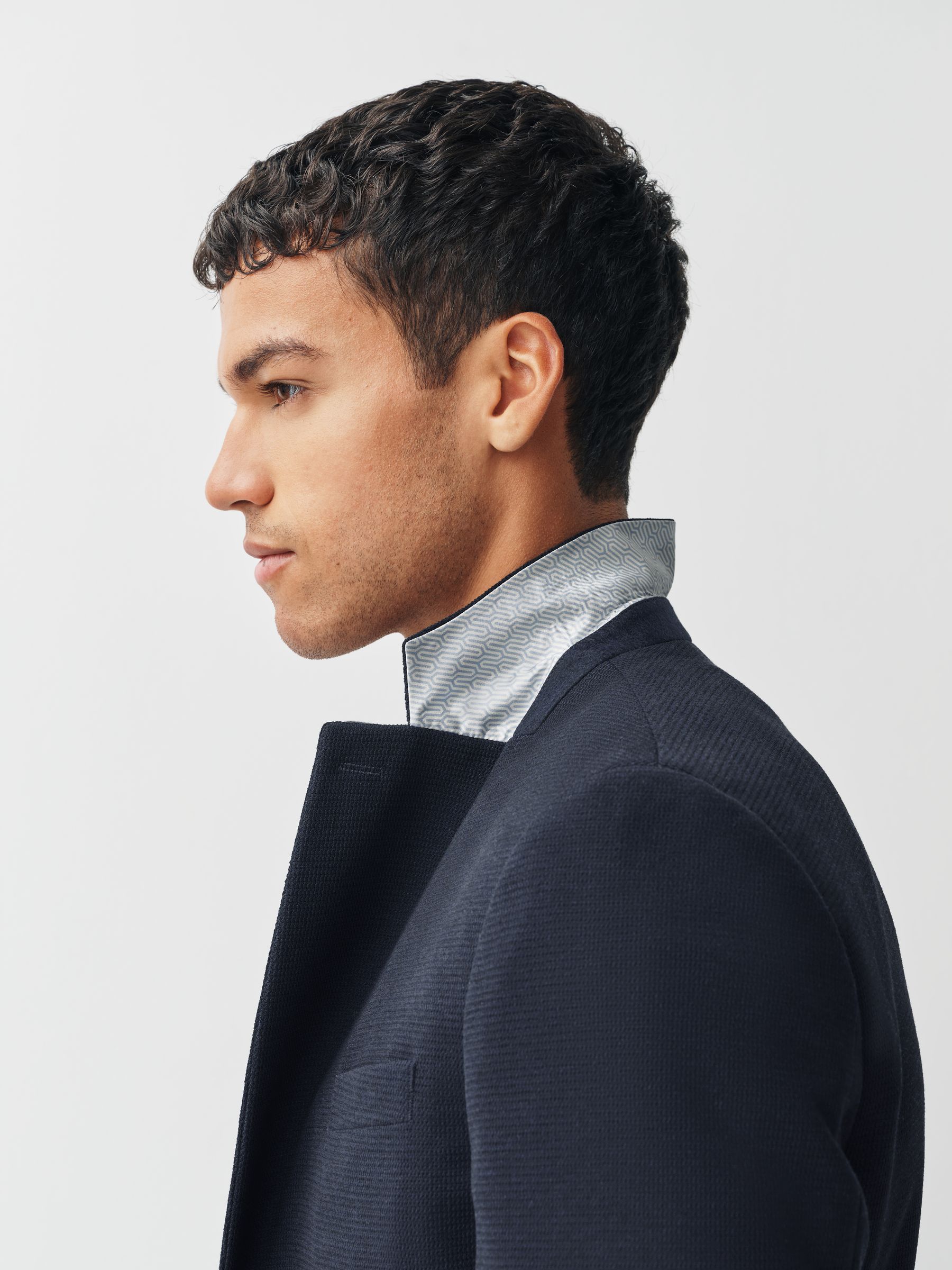 Donkerblauw - Motionflex Stretch Textured Jersey Blazer