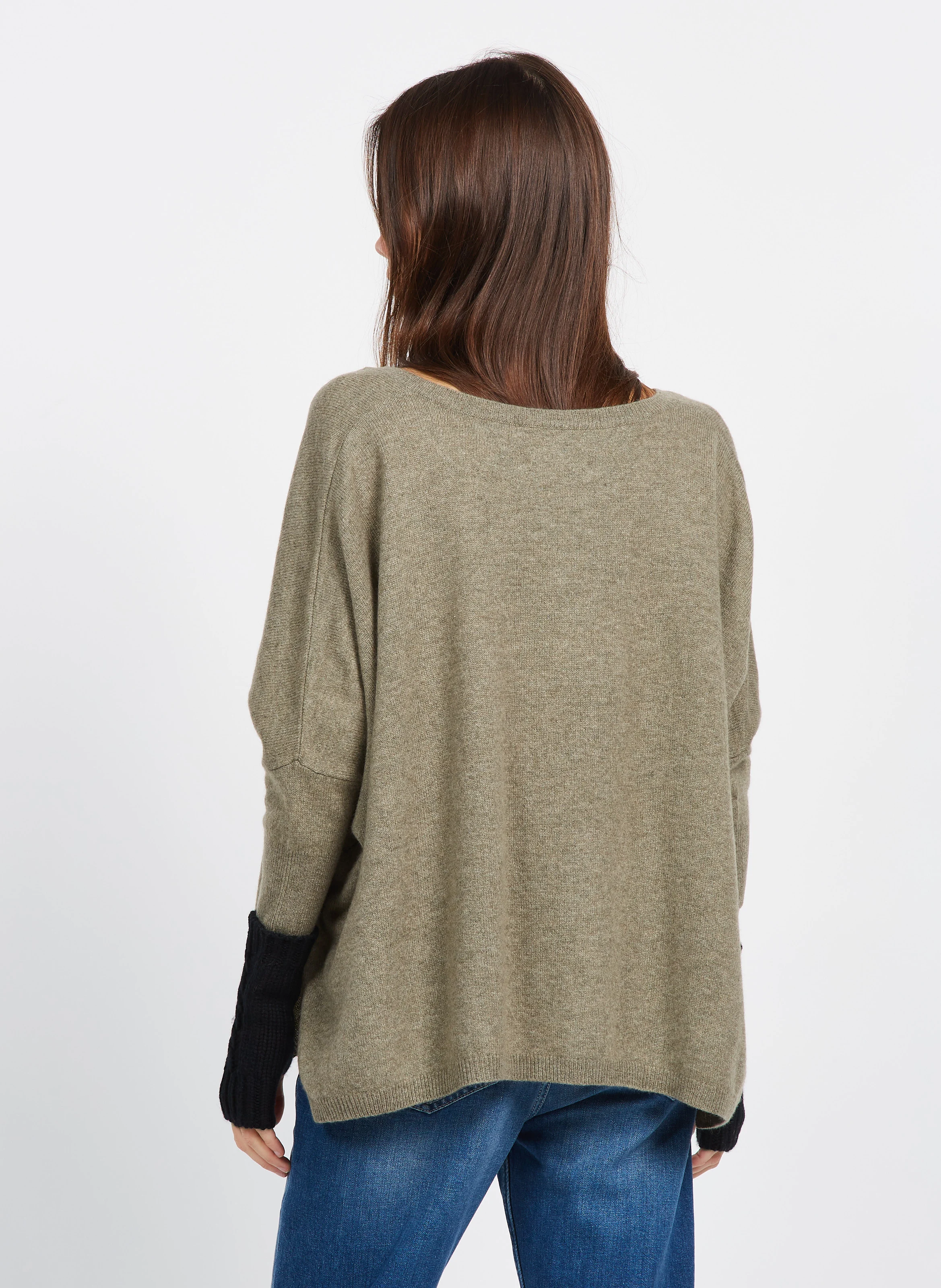 MINIE - Pull col V oversize en cachemire | Vert