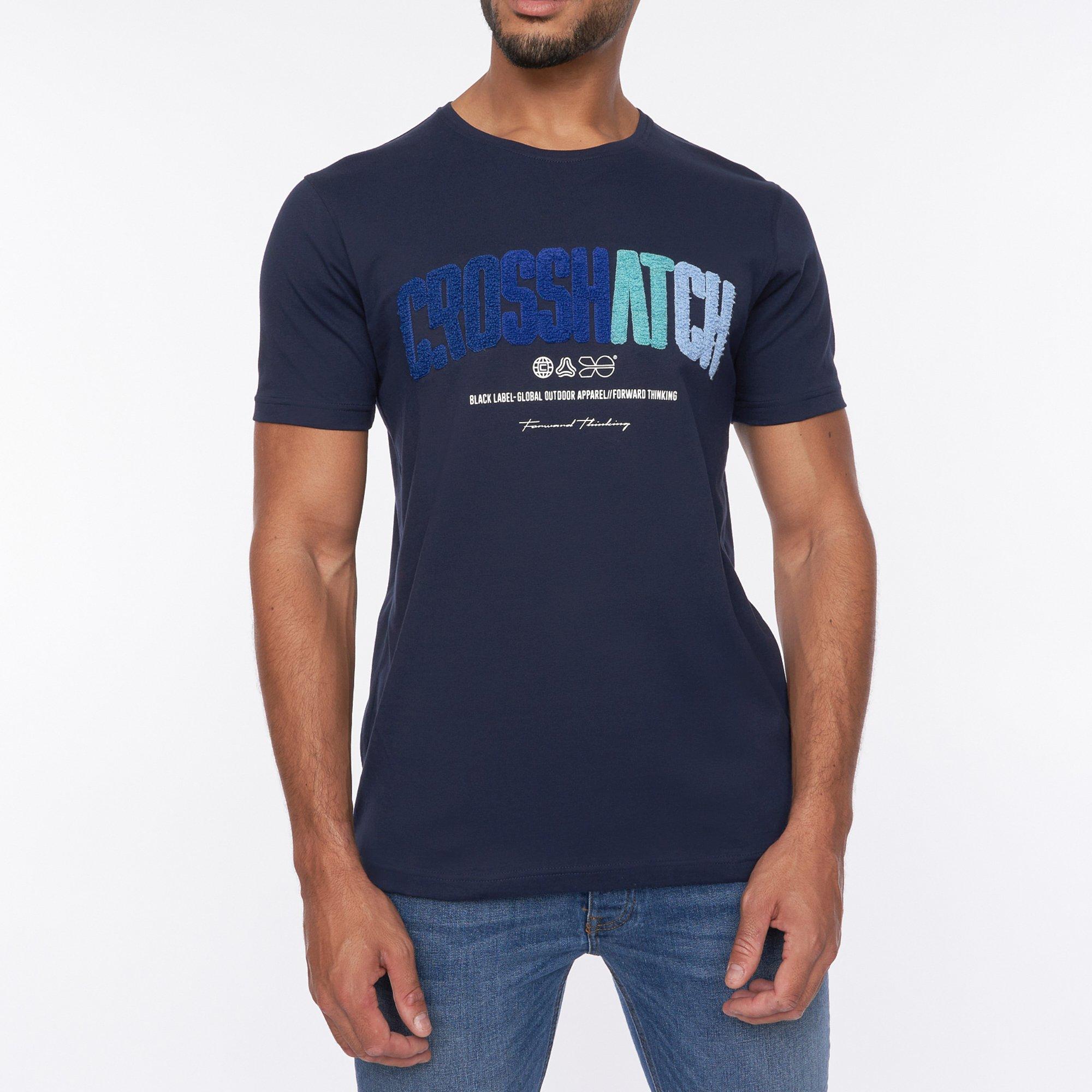 Crosshatch CH Flocked T Shirt Mens