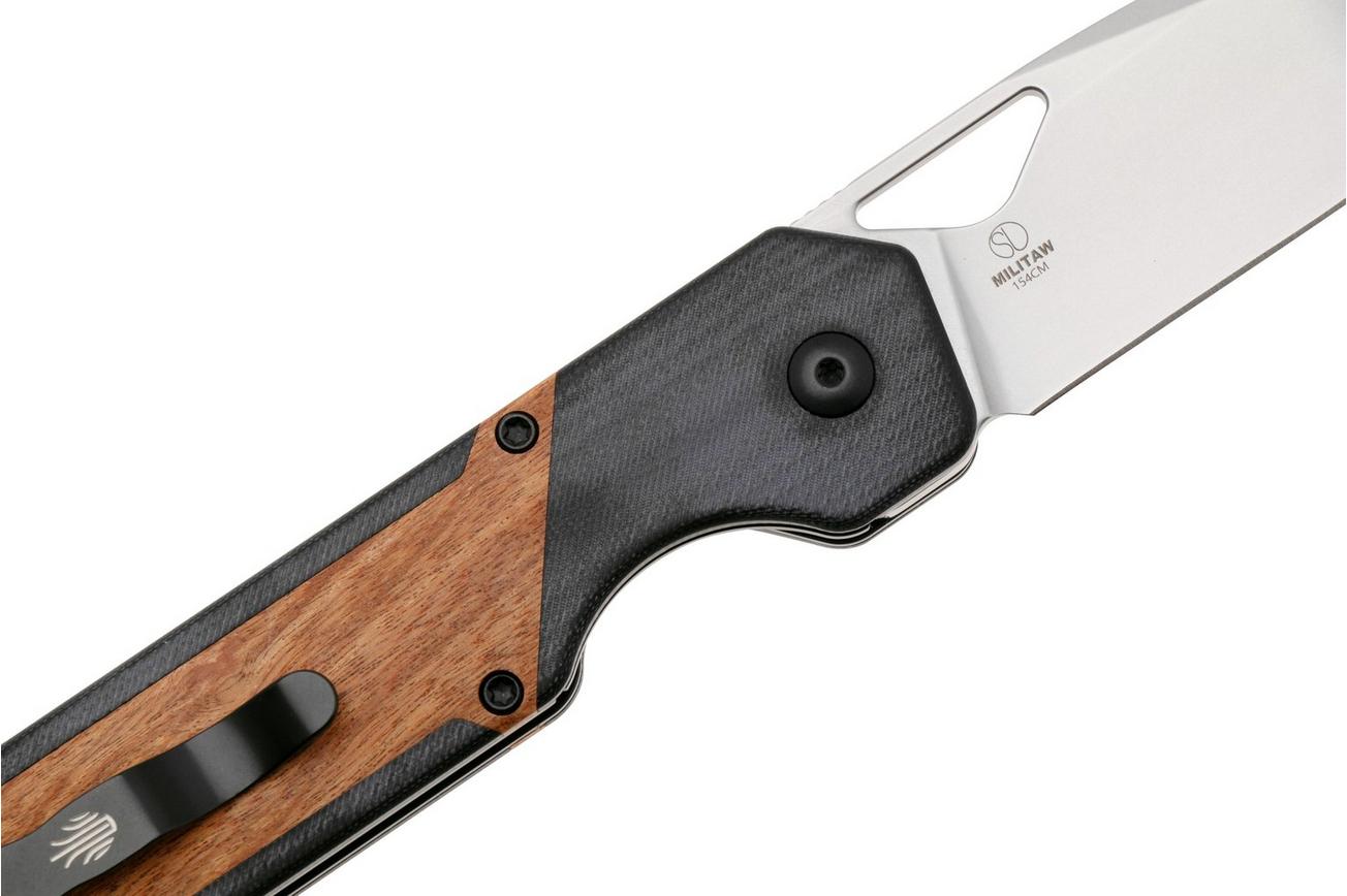 Kizer Vanguard Militaw V3634C2 Liner Lock, Satin 154CM, Black G10, Mkuruti Wood Inlay, zakmes, Jonathan Styles design