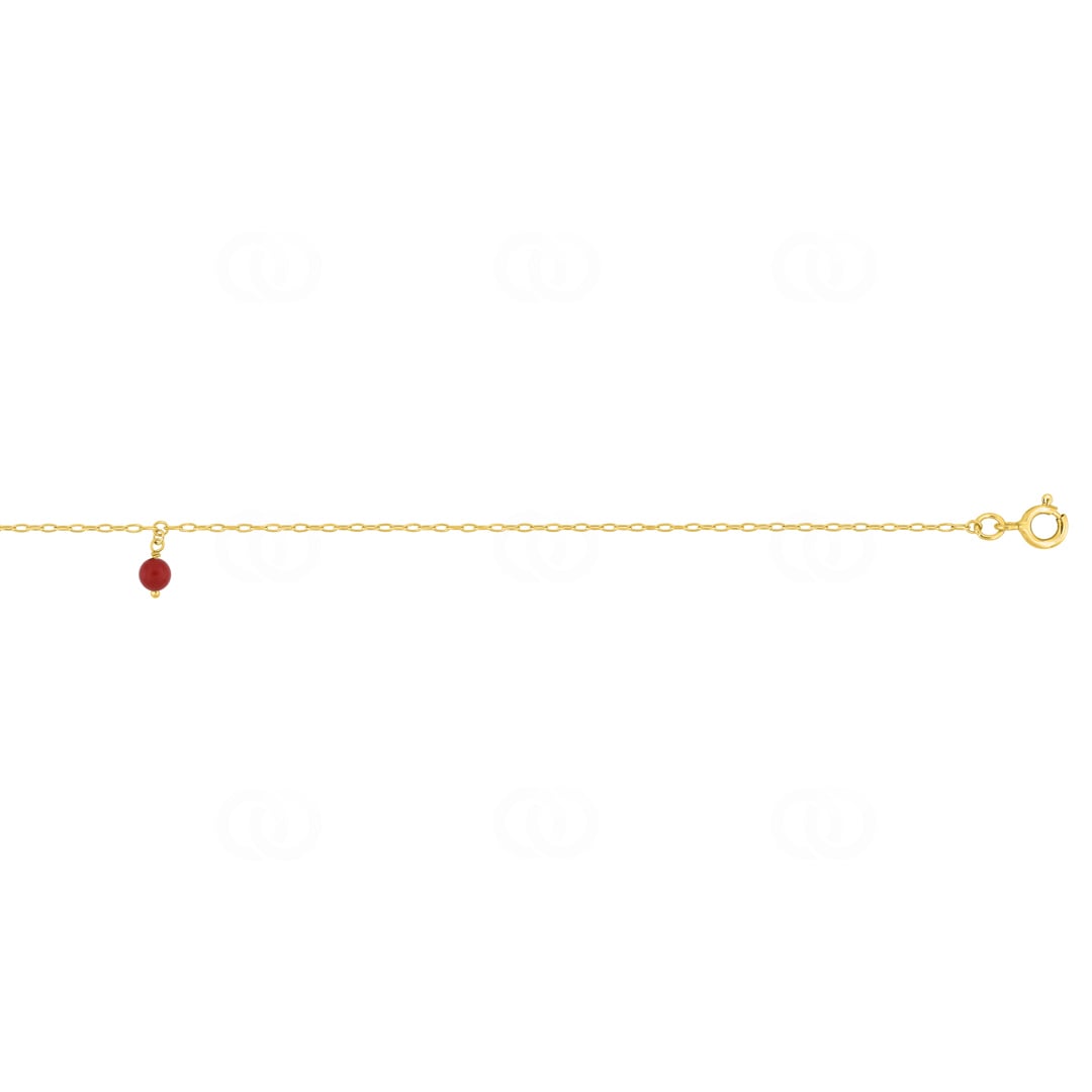 Fusskette 375/9 K Gelbgold mit Korallen Charm