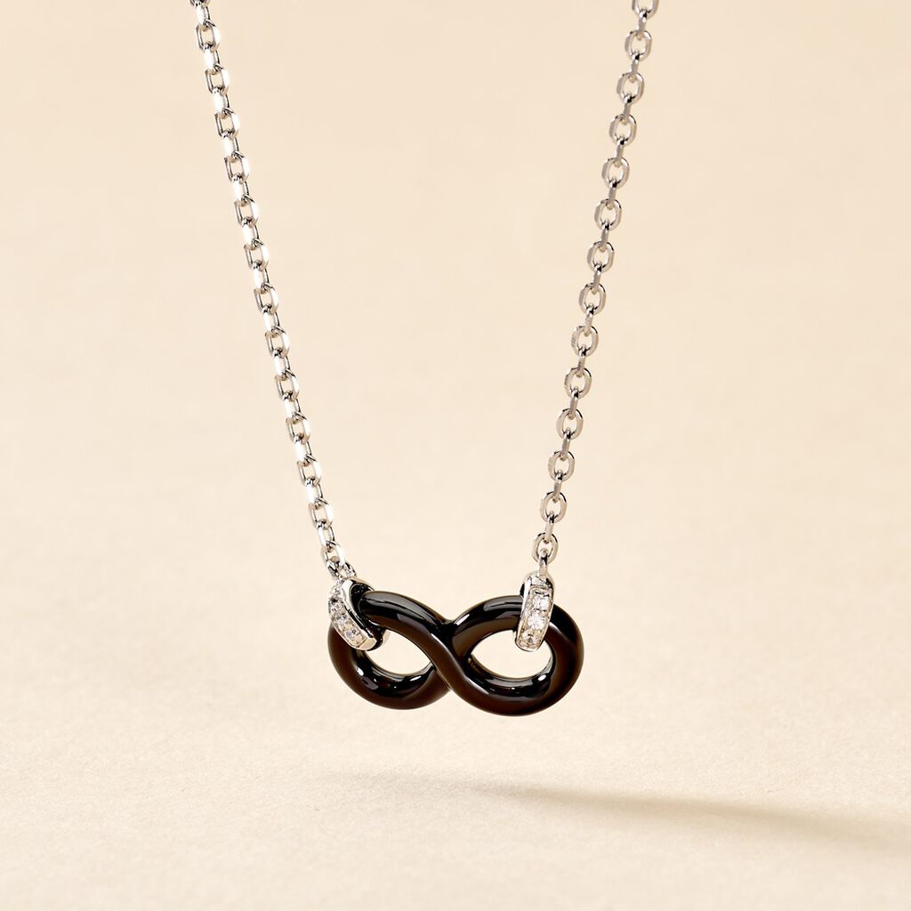 Collier Celinia Argent Blanc Céramique Et Oxyde De Zirconium