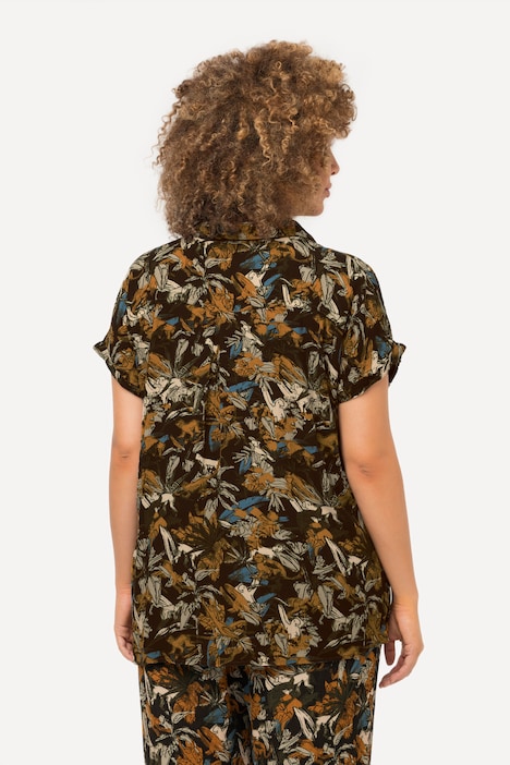 Bluse, Affen, Hemdkragen, ärmellos, hinten länger