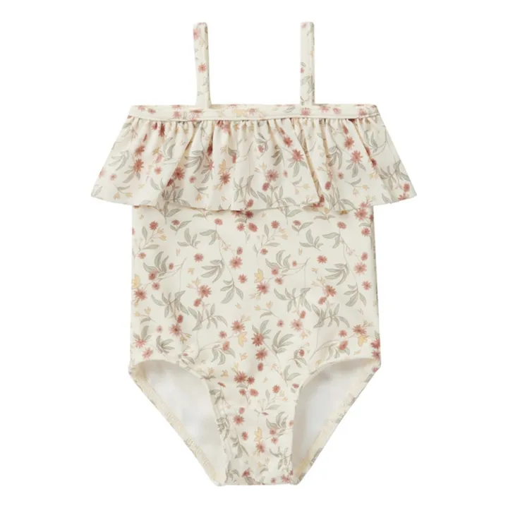 Rylee + Cru Maillot 1 Pièce Fleuri à Volants | Ecru