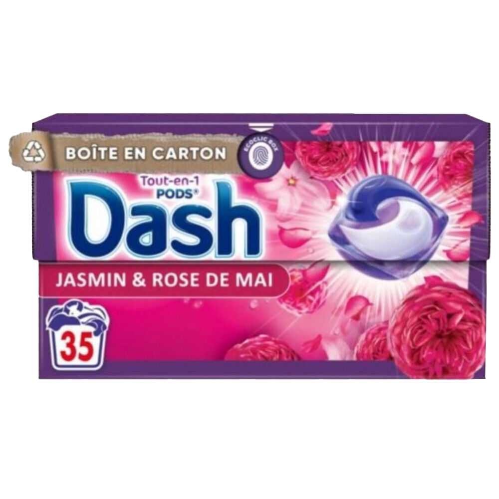 Lessive Dash pods tout-en-1 Jasmin et Rose de Mai 35 lavages