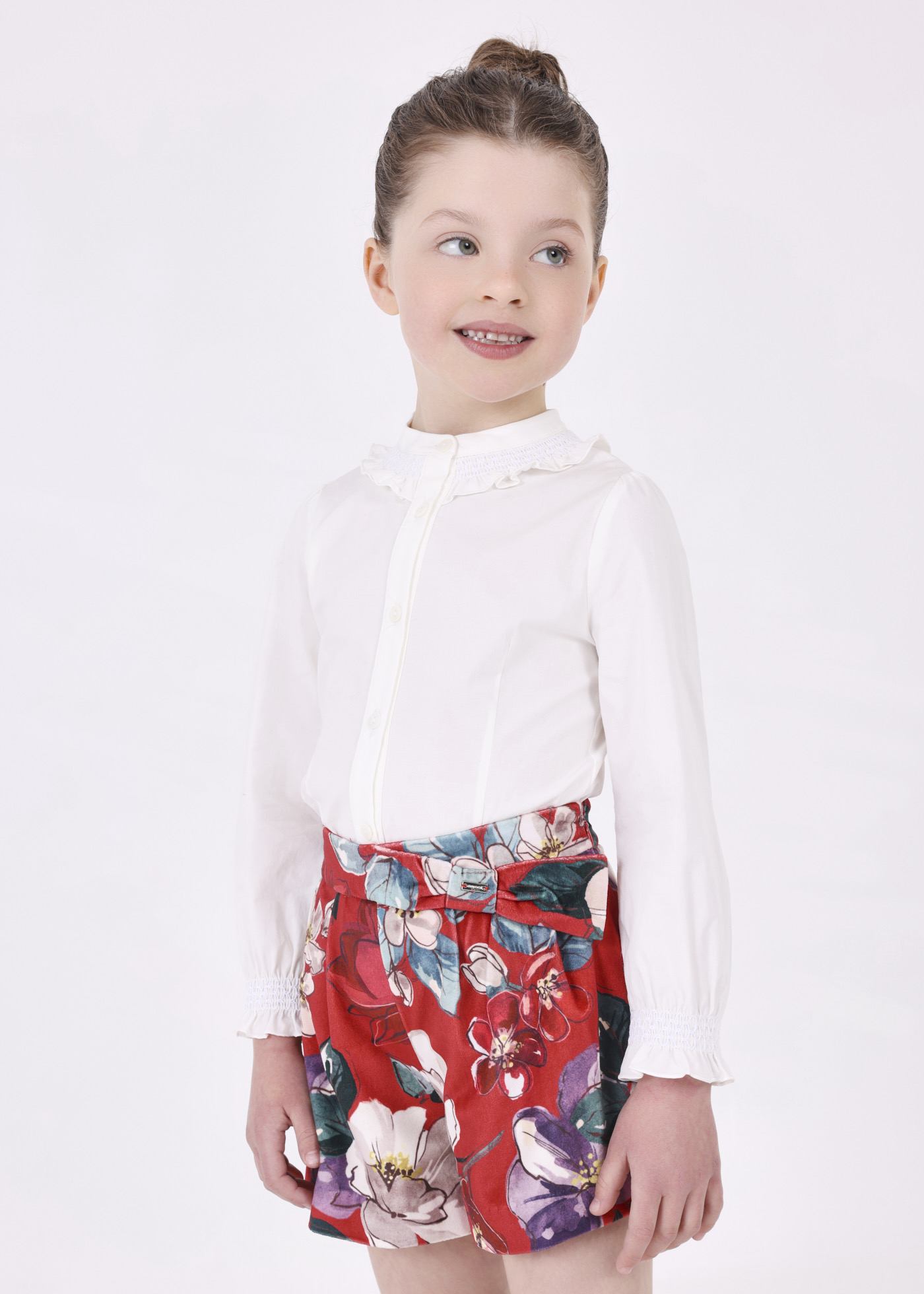 Shorts de veludo estampado para meninas