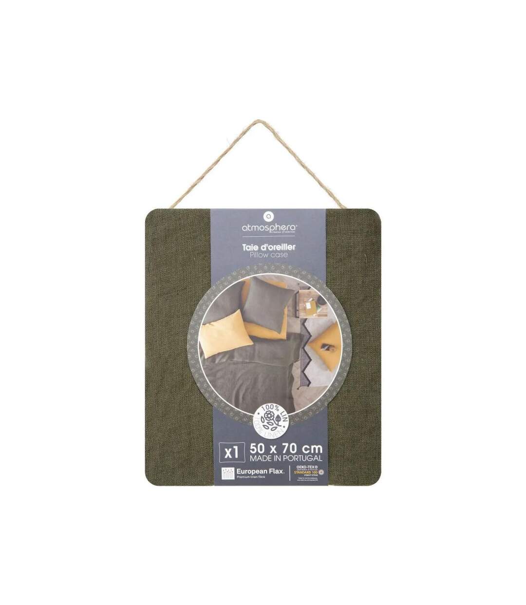Taie d'Oreiller en Lin Adorable 50x70cm Vert Kaki