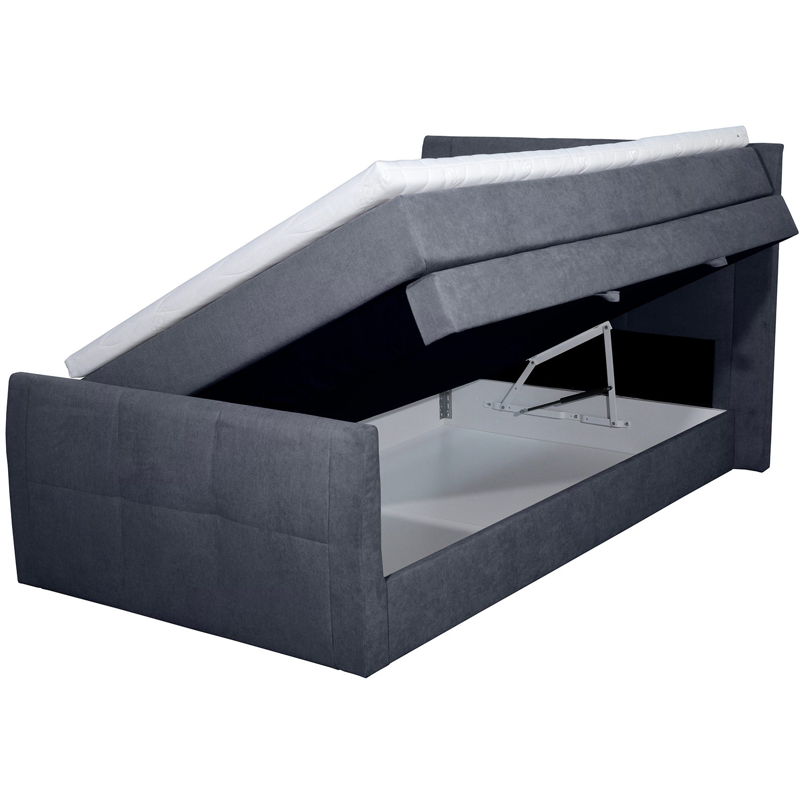 Boxspringbett - dunkelgrau - H3 - Bettkasten - 120x200 cm