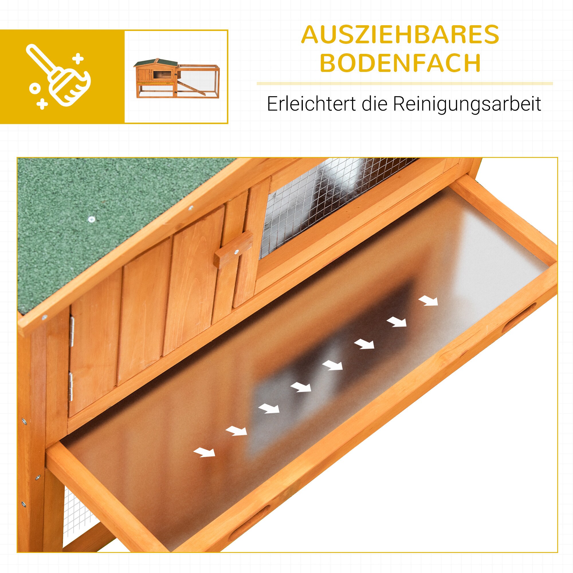 PawHut Kleintierstall mit Asphaltdach orange 156L x 58B x 68H cm