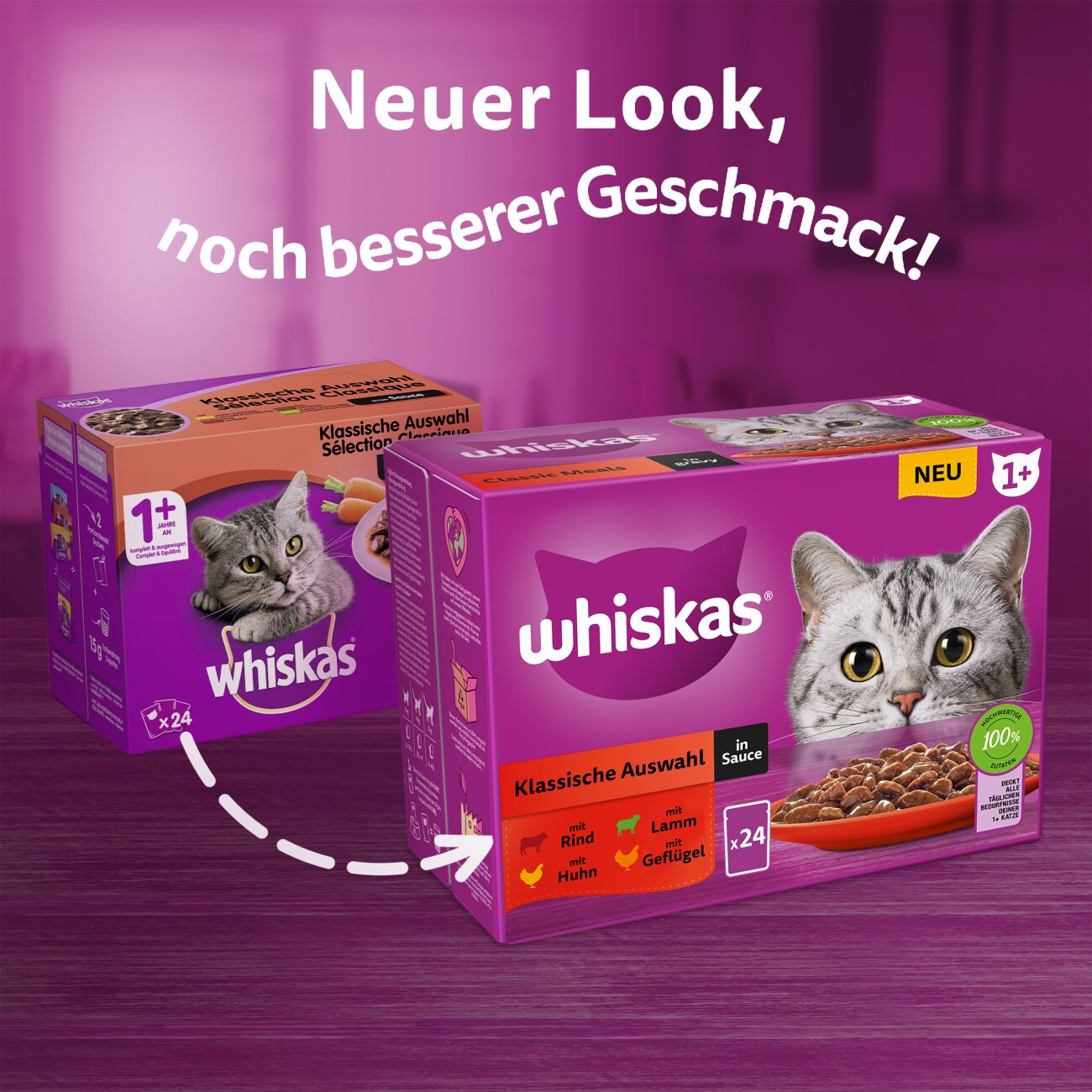 Whiskas Multipack 1+ Klassische Auswahl in Sauce 24x85 g