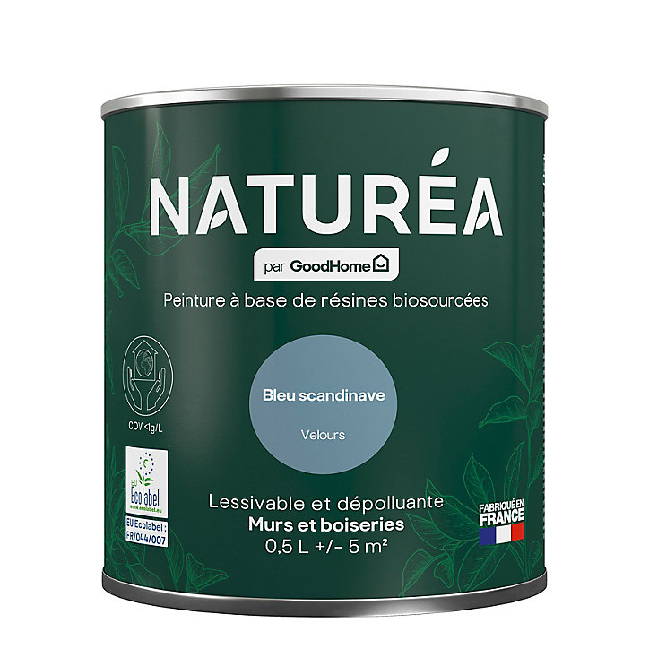 Peinture murs et boiseries Naturéa par GoodHome bleu scandinave velours 0.5L