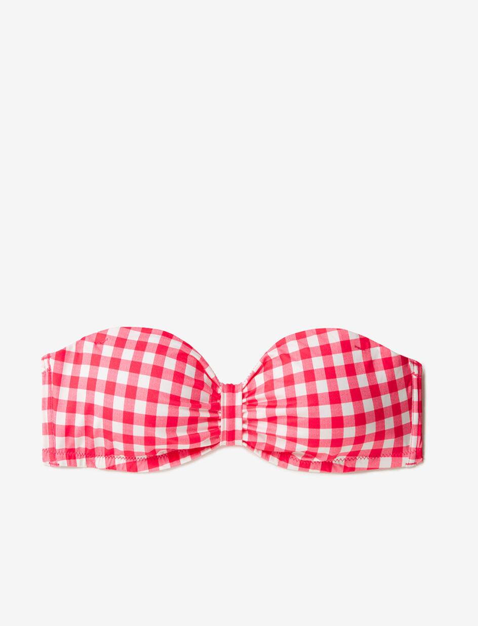Haut de maillot de bain bandeau sans armatures paddé - vichy rose