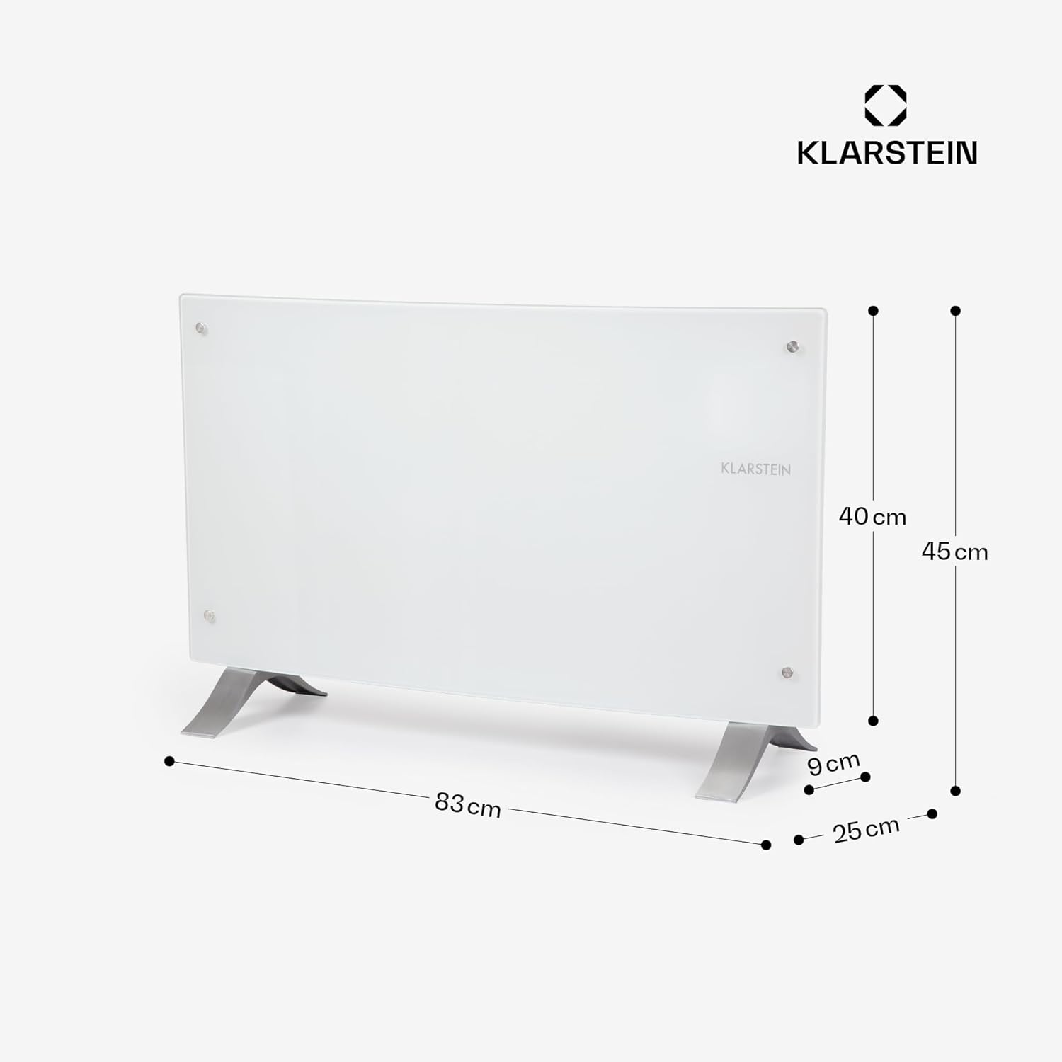 Klarstein Elektroheizung, Konvektor-Heizung Freistehend oder Wandmontage, Mobile Energiesparend, Leise Elektrisch, Standgerät Heizkörper mit Thermostat, 2000 Watt