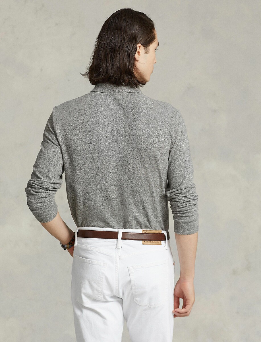 POLO RALPH LAUREN<br>Polo de manga comprida com corte justo em piqué