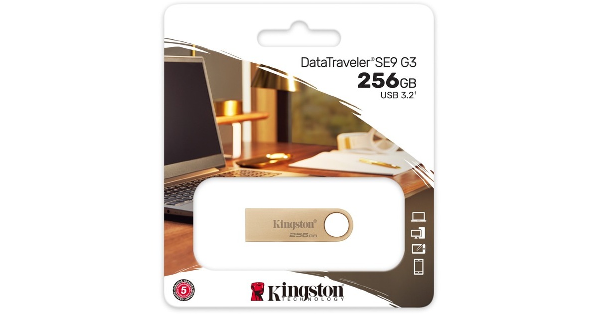 KingstonDataTraveler SE9 G3 256 GB usb-stick  (Goud, DTSE9G3/256GB, USB-A 3.2 (5 Gbit/s))