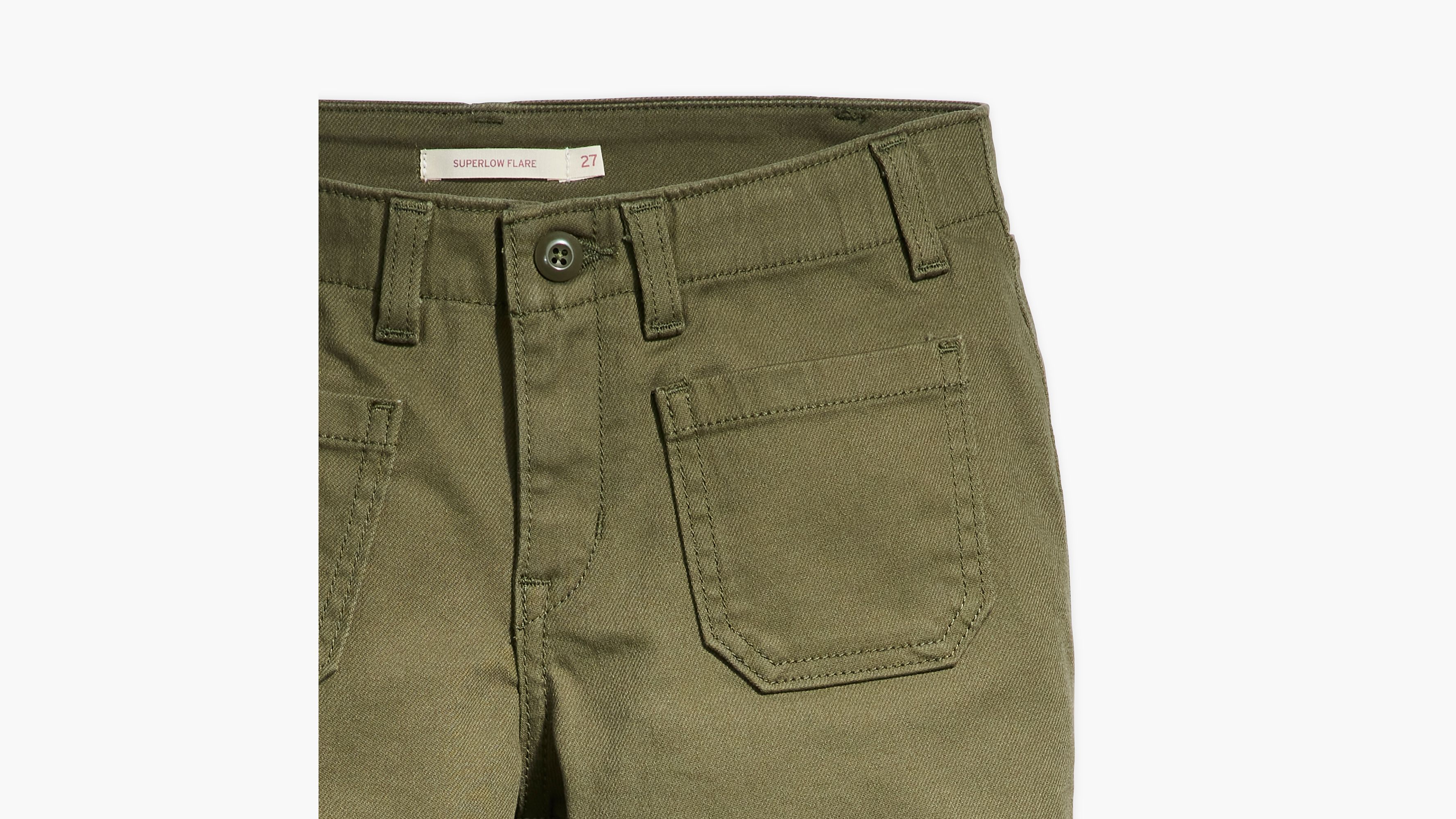 Pantalon Superlow Flare - Olive Night - Vert