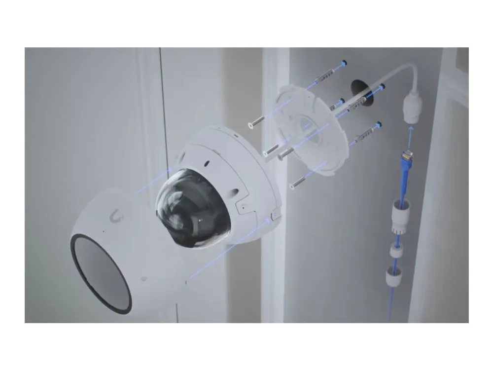 Ubiquiti UniFi AI Dome - Netværksovervågningskamera - indendørs, udendørs - beskyttet mod vandalisme / vejrbestandig - farve (Dag/nat) - 8 MP - 3840 x 2160 - 4K - audio - GbE - PoE