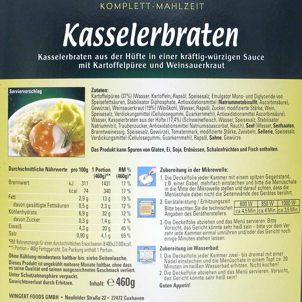 Wingert Fertiggericht Kasselerbraten 460g MHD:8.1.26