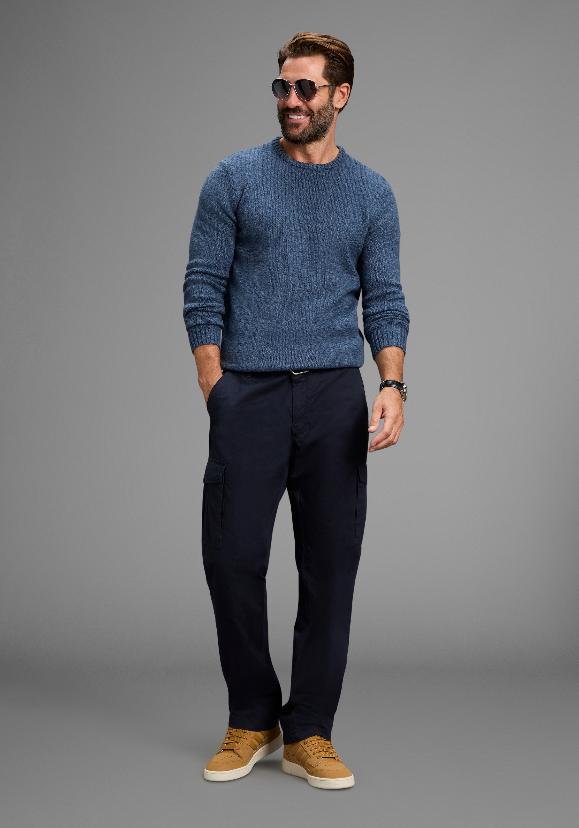 Man's World Rundhalspullover »Neue Kollektion! Zeitlos & vielseitiger Basic Style«, melierte Optik ,weicher Griff, Perfekt für die kältere Jahreszeit