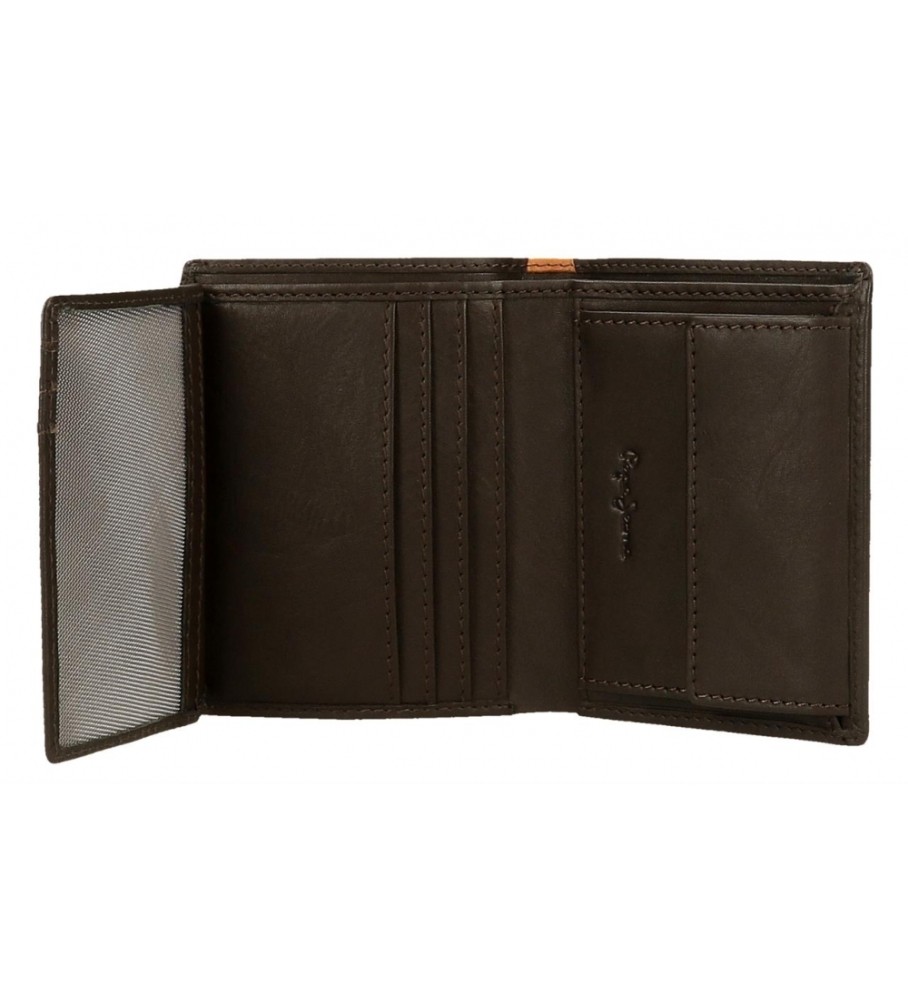 Carteira vertical Pepe Jeans Marshal em couro marrom