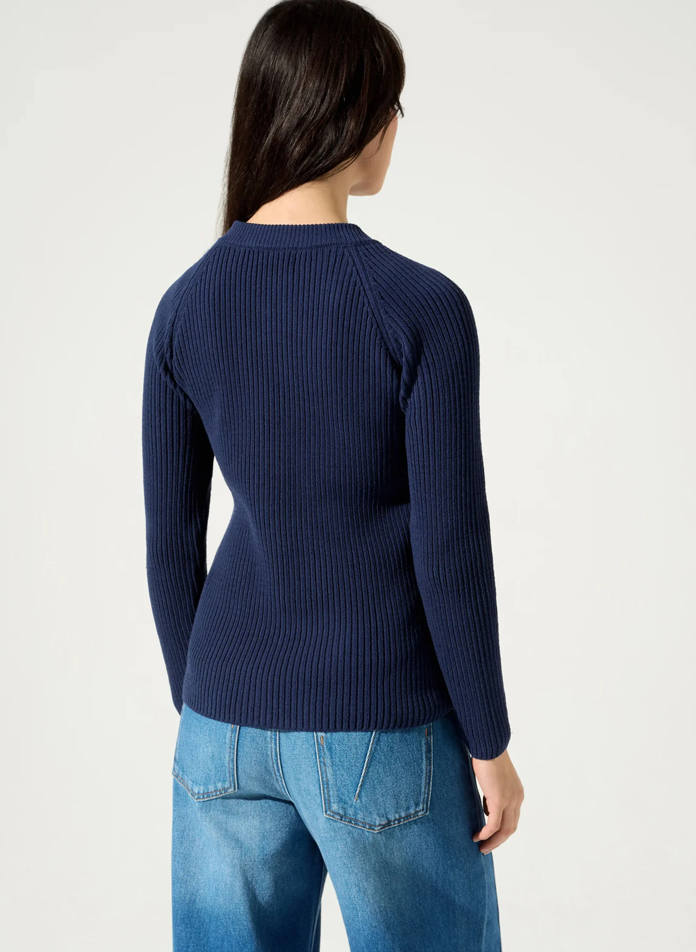 GORDAN - Gilet col rond ajusté à zip| Bleu