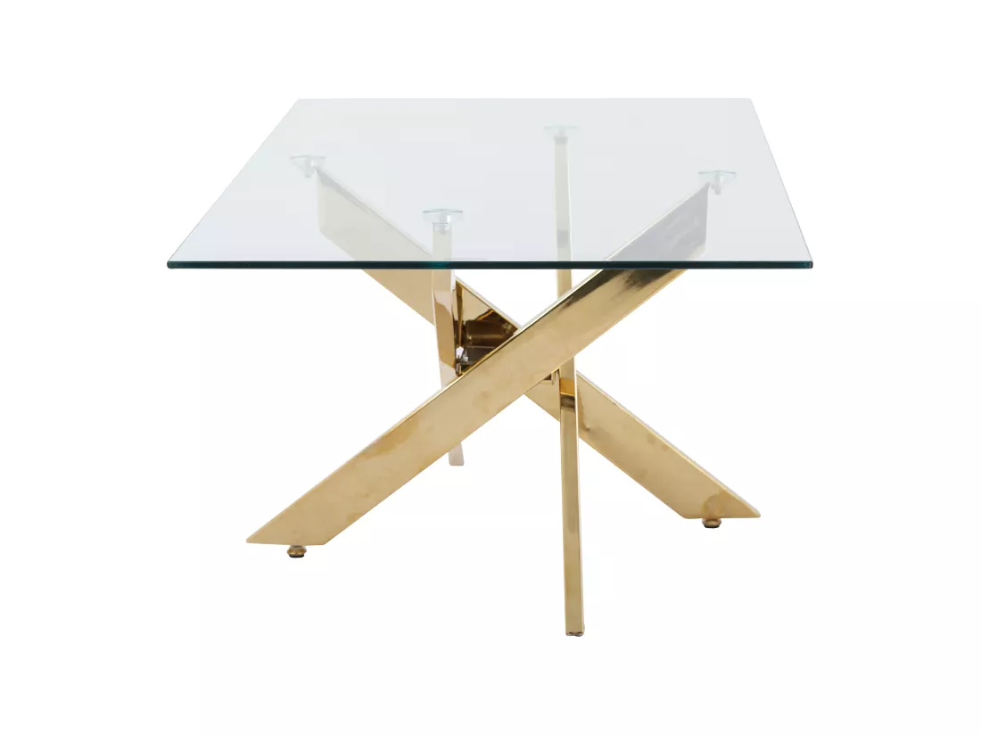 Table basse en verre trempé et métal doré - Transparent - COSIMA