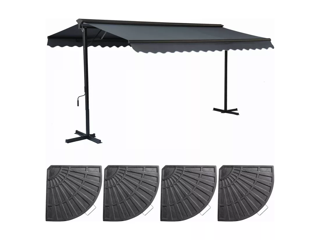 Store double pente 3 x 4m et 4 dalles lestées anthracite