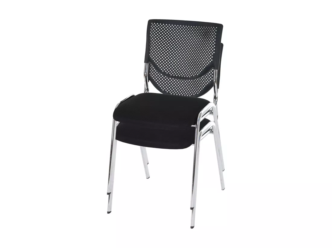 Chaise visiteur H401 Empilable (lot de 2), siège noir, pieds chromés