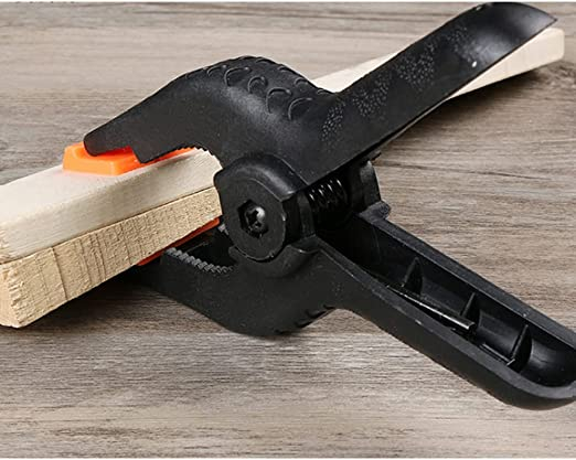 (8er Set) 11cm Universal Federklemme Einhand Zange Heimwerker Zwinge - Schwarz / Orange