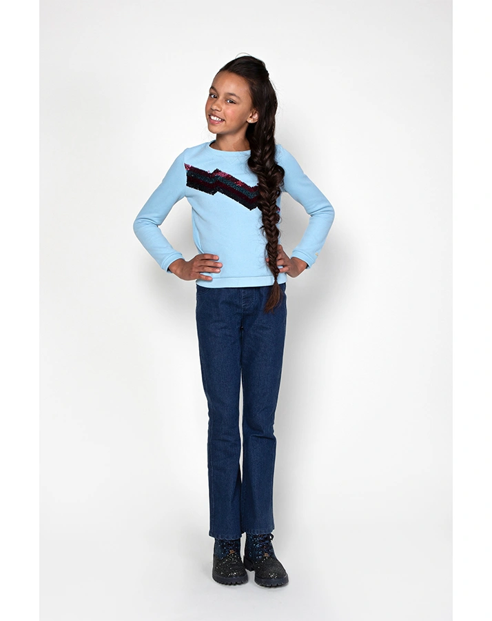 Sweatshirt THANNA mit Pailletten in hellblau