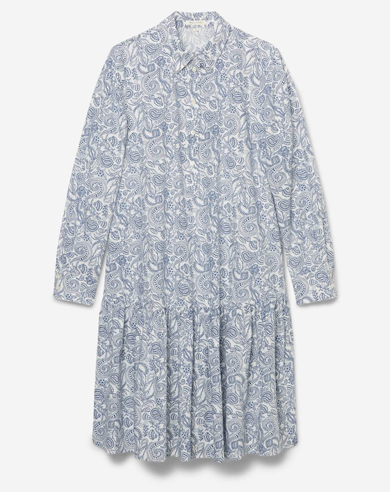 Marc O'Polo Robe chemise à volant imprimée bleu/blanc