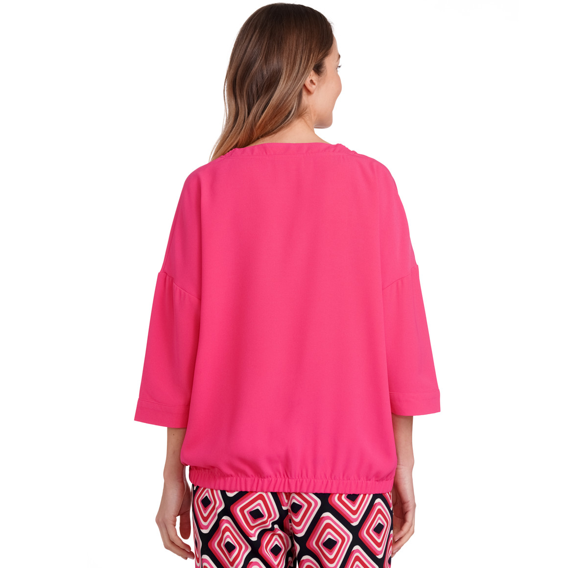 Gina Benotti Damen Bluse mit elastischem Saum pink